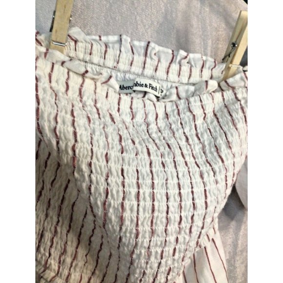 Abercrombie & Fitch White w/red Stripe Romper Trendy Elastic top Size XXSP - Picture 3 of 7